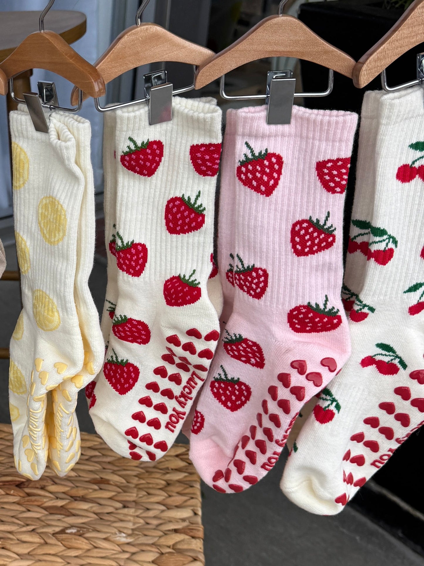 Strawberry Milkshake Grip Socks