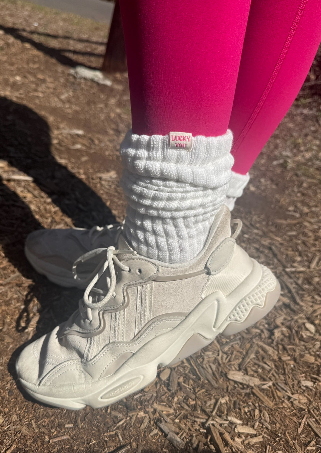 White Scrunch Grip Socks