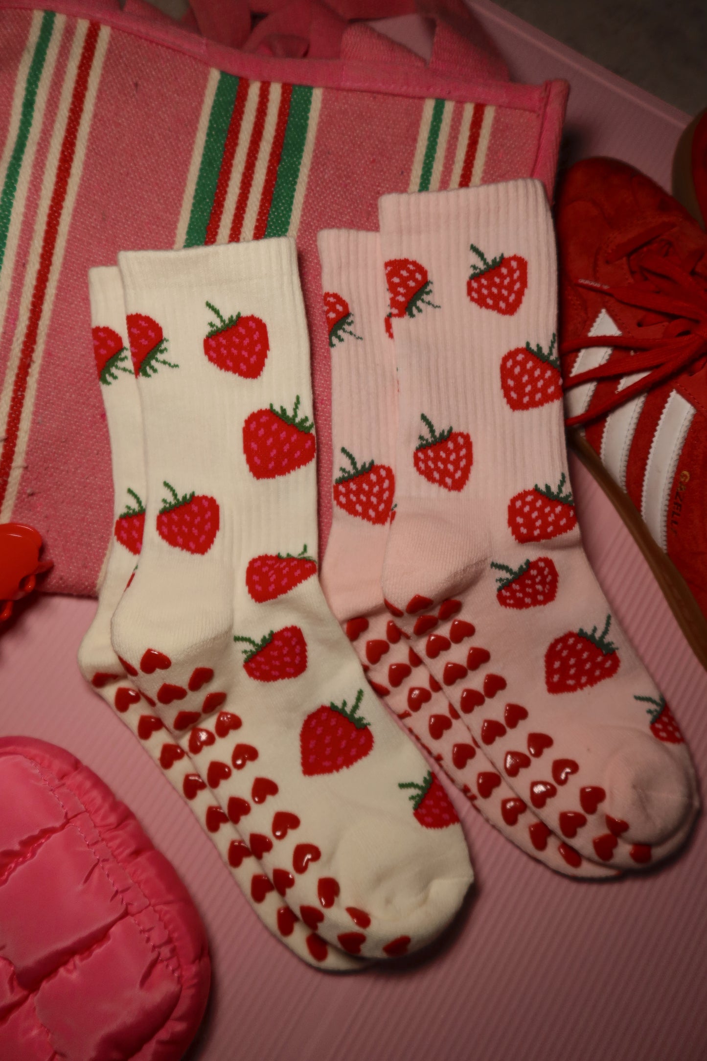 Strawberry Milkshake Grip Socks