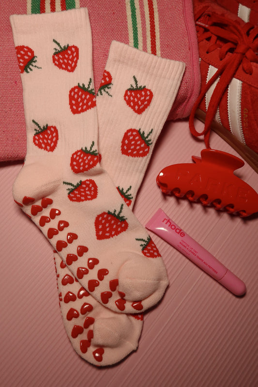 Strawberry Milkshake Grip Socks